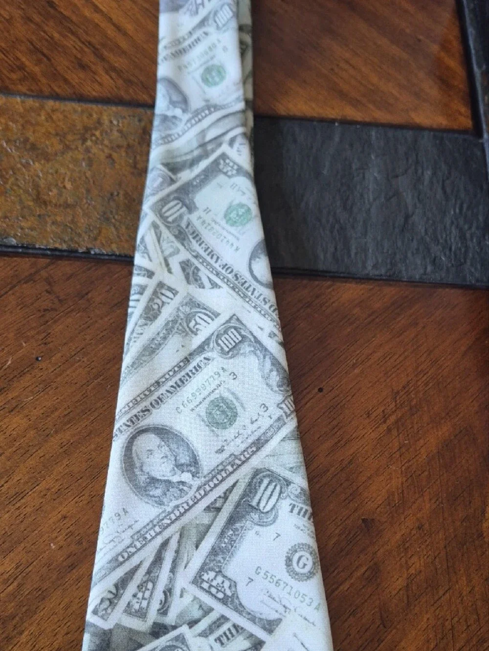 Ralph Marlin Vintage Novelty Money Print Men's Tie 1994